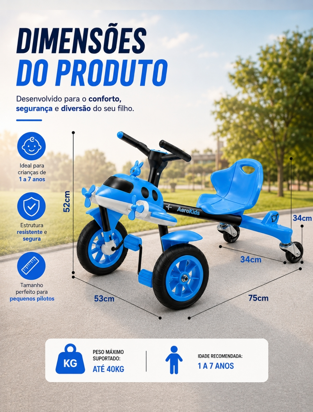 Dimensões do produto AeroKids®